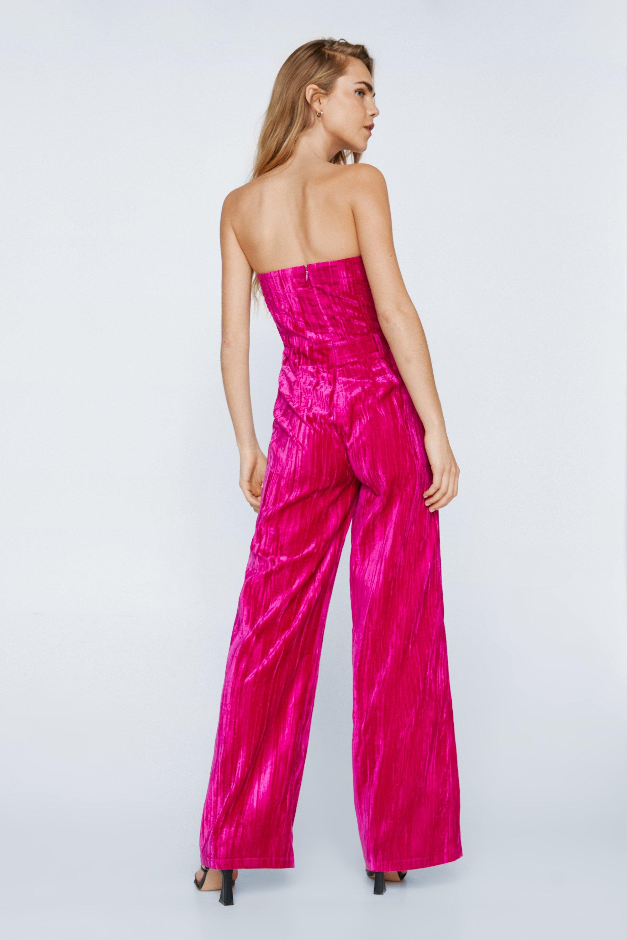 Pink store velvet jumpsuit